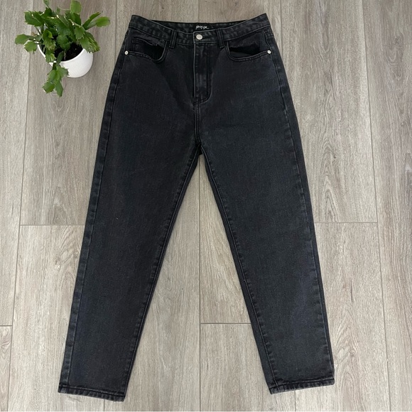 Nasty Gal Denim - Nasty Gal Baggy Black High Waist Mom Jeans Size 8 US 12 UK Tapered Leg Cotton